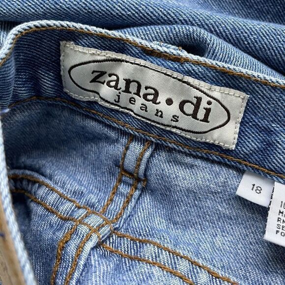 ZanaDi Jeans Womens 18 Flare Bell Bottoms Hippie Raw Hem Hearts VTG Y2K - Picture 8 of 10